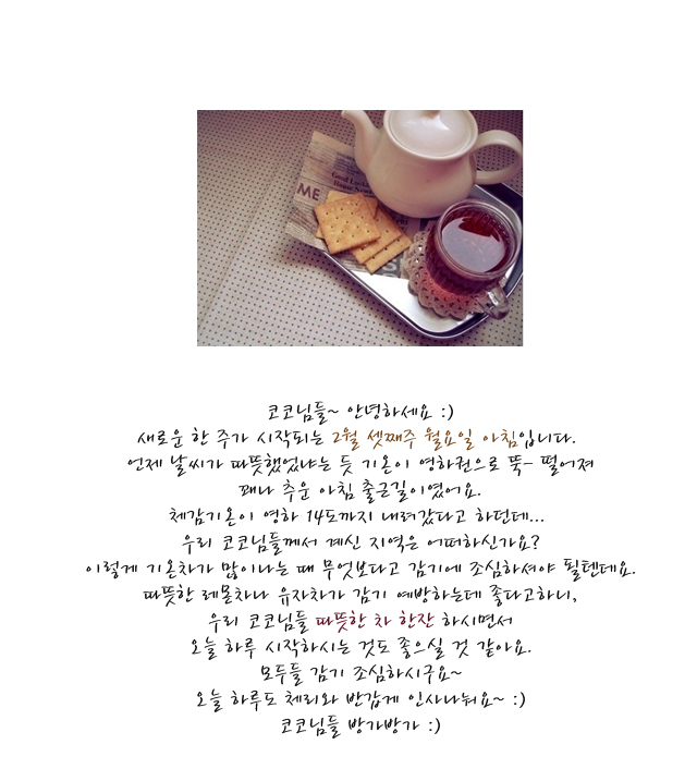 출석체크-[일상] 따뜻한 차 한잔 어떠세요? :)